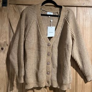 bohme Camel Knit Button-Front Cardigan